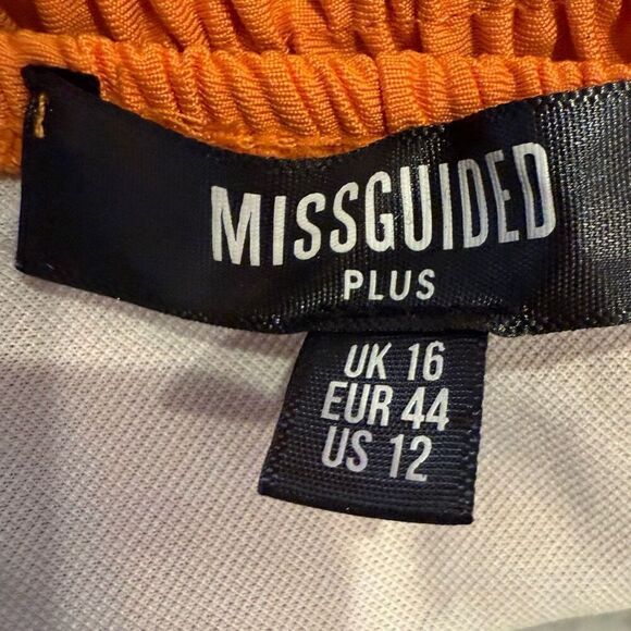 Missguided Crinkled Textured High Waisted Orange Swim Bikini Bottom Size 12 Plus - Picture 3 of 3